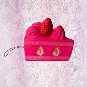 Cake Slice Squishy Strawberry Frosting Kawaii Cute Decora Bag Accessory Decor